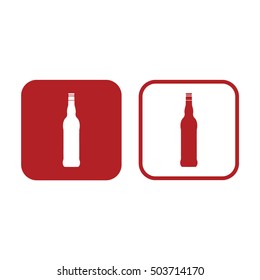 Beer bottle icon vector illustration. Red and white