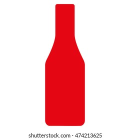 Beer Bottle icon. Vector style is flat iconic symbol, intensive red color, white background.