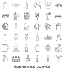 Beer bottle icons set. Outline style of 36 Beer bottle vector icons for web isolated on white background