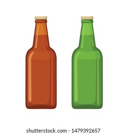 Beer bottle icons in two color variations in flat style isolated on white background. Vector illustration.