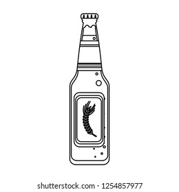 Beer bottle isolated in black and white