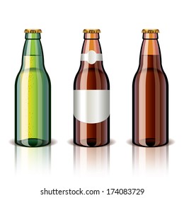 Beer bottle isolated on white photo-realistic vector illustration