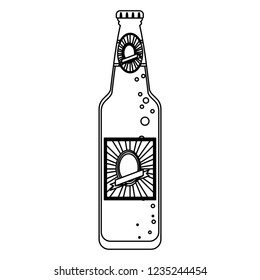 Beer bottle with label black and white
