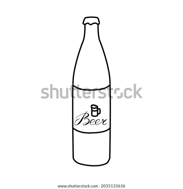 Beer Bottle Label Vector Outline Hand Stock Vector (Royalty Free