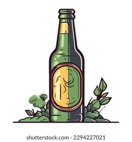 beer bottle with leafs icon