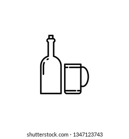 beer with bottle line art
