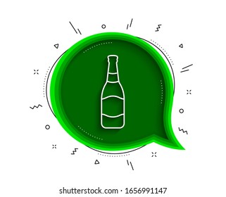  Bier-Flasche-Symbol. Chatblase mit Schatten. Bierschild von Pub Craft. Brauereigetränkesymbol. Dünne Linie Bierflasche Symbol. Vektorillustration