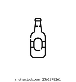 Beer bottle line icon isolated on white background