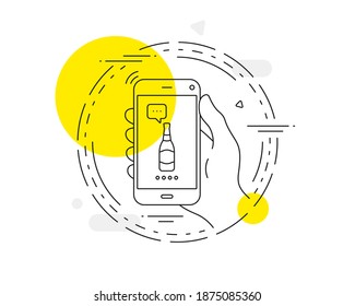 Beer bottle line icon. Mobile phone vector button. Pub Craft beer sign. Brewery beverage symbol. Beer bottle line icon. Abstract concept badge. Vector