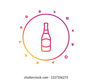 Beer bottle line icon. Pub Craft beer sign. Brewery beverage symbol. Gradient pattern line button. Beer bottle icon design. Geometric shapes. Vector