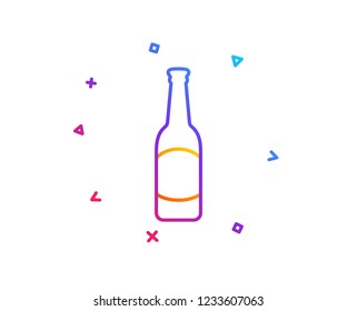 Beer bottle line icon. Pub Craft beer sign. Brewery beverage symbol. Gradient line button. Beer icon design. Colorful geometric shapes. Vector