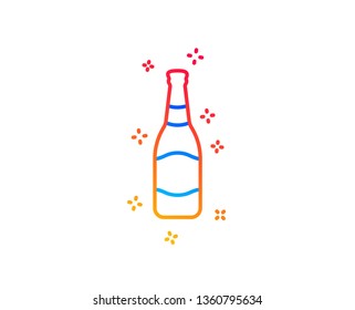 Beer bottle line icon. Pub Craft beer sign. Brewery beverage symbol. Gradient design elements. Linear beer bottle icon. Random shapes. Vector