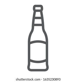 Beer bottle line icon, st patrick's day and alcohol, glass beer bottle sign, vector graphics, a linear pattern on a white background, eps 10