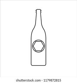 Beer bottle line icon vector on white background