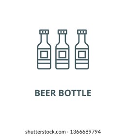 Beer bottle line icon, vector. Beer bottle outline sign, concept symbol, flat illustration
