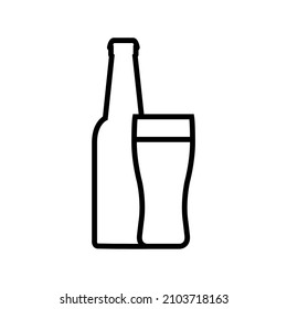 Beer bottle line icon, vector logo isolated on white background