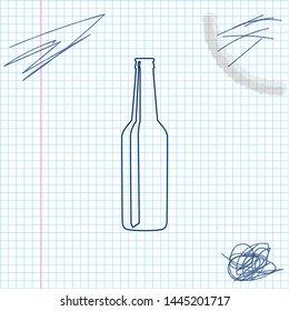 Beer bottle line sketch icon isolated on white background. Vector Illustration