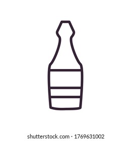 Beer bottle line style icon design, Pub alcohol bar brewery drink.  Ale and lager theme Vector illustration