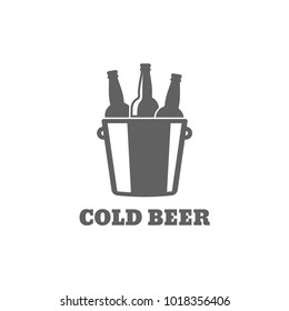 Beer bottle logo. Cold beer icon on white background