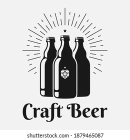 Beer bottle logo. Craft beer bottles on white background
