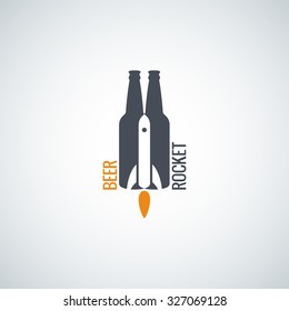 beer bottle logo rocket concept background