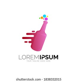 Beer bottle logo, Vector logo wine 