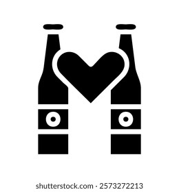 Beer Bottle Love Icon. Concept of celebration, romance, and affection.