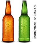  beer bottle with many waters drops