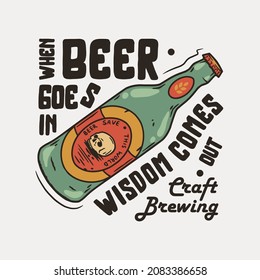 Beer bottle with metal cap for print. Original brew design of bottle with cork for bar