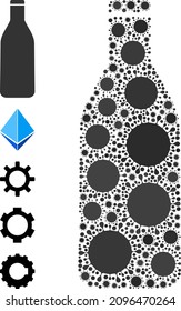 Beer bottle mosaic icon. Vector mosaic is formed with random Covid-2019 parts. Covid-2019 mosaic beer bottle icon and similar icons. Beer bottle mosaic for isolation templates.
