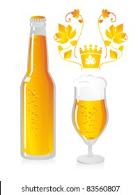 beer bottle and beer mug