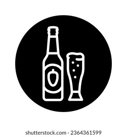 Beer bottle and mug black line icon. Pictogram for web page, mobile app, promo.