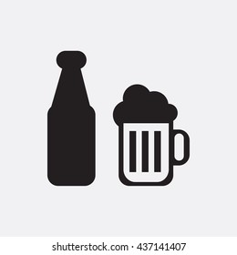 Beer bottle and mug Icon