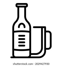 Beer bottle mug icon outline vector. Glass pint. Cap hop bar