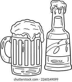  Beer Bottle and Mug Beer Isolated Coloring Page 