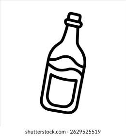 Beer bottle object icon design black and white with bold outline 