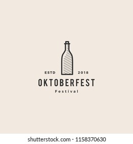 beer bottle oktoberfest festival logo hipster vintage badge vector