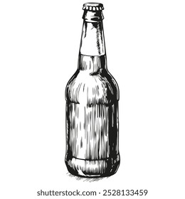 Beer bottle on white background