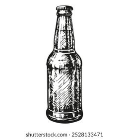 Beer bottle on white background