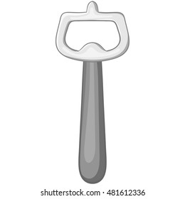 Beer bottle opener icon in black monochrome style isolated on white background. Equipment symbol vector illustration