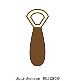 Beer bottle opener line and fill style icon design, Pub alcohol bar brewery drink ale and lager theme Vector illustration