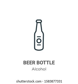 Beer bottle outline vector icon. Thin line black beer bottle icon, flat vector simple element illustration from editable alcohol concept isolated on white background