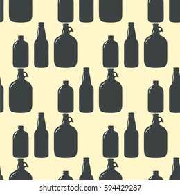 Beer bottle pattern seamless background color set