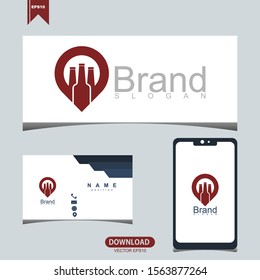 Beer bottle pin concept logo icon vector design