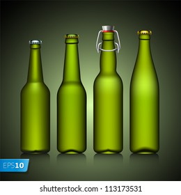 Beer bottle set with no label, vector Eps 10 illustration.