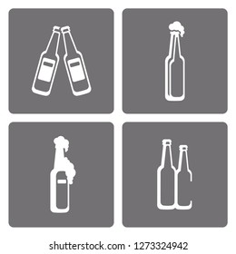 Beer bottle set. Vector icons.