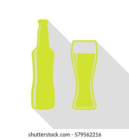 Beer bottle sign. Pear icon with flat style shadow path.