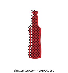 Beer bottle sign. Vector. Brown icon with shifted black circle pattern as duplicate at white background. Isolated.