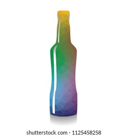 Beer bottle sign. Vector. Colorful icon with bright texture of mosaic with soft shadow on white background. Isolated.