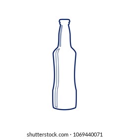 Beer bottle sign. Vector. Flat style black icon on white.